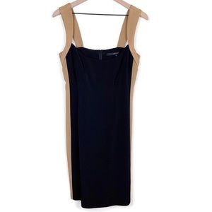 JAY GODFREY silk colorblock sheath dress in black